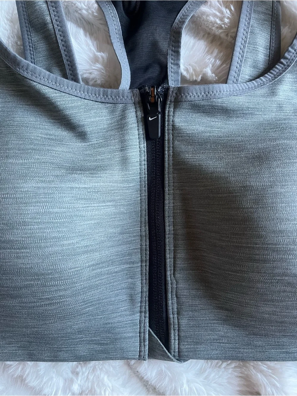 Nike Gray Front-Zip Sports Bra